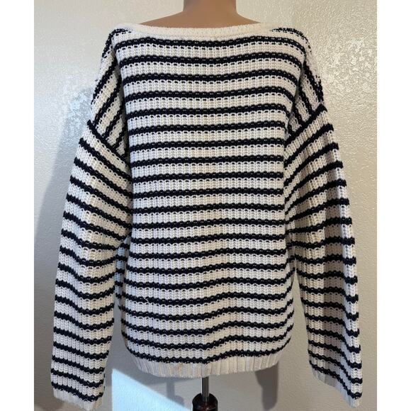 Tommy Hilfiger Women's Cable Knit Sweater Pullover Pocket White Navy XL - Picture 8 of 14
